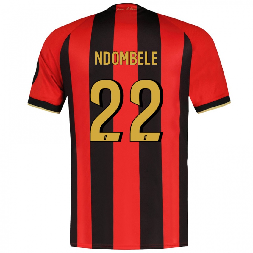 Criança Camisola Tanguy Ndombele #22 Vermelho Preto Principal 2024/25 Camisa