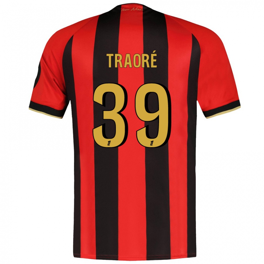 Criança Camisola Daouda Traoré #39 Vermelho Preto Principal 2024/25 Camisa