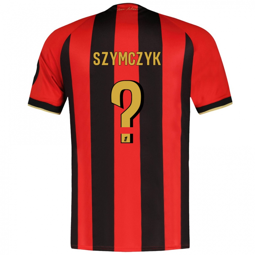 Criança Camisola Kacper Szymczyk #0 Vermelho Preto Principal 2024/25 Camisa