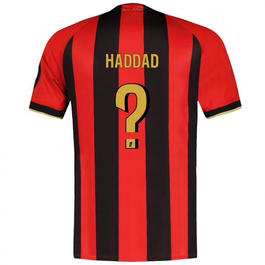 Criança Camisola Yacine Haddad #0 Vermelho Preto Principal 2024/25 Camisa