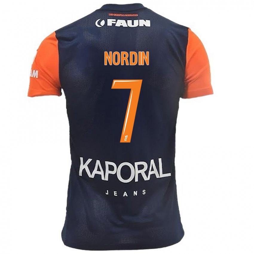 Criança Camisola Arnaud Nordin #7 Laranja Azul Marinho Principal 2024/25 Camisa