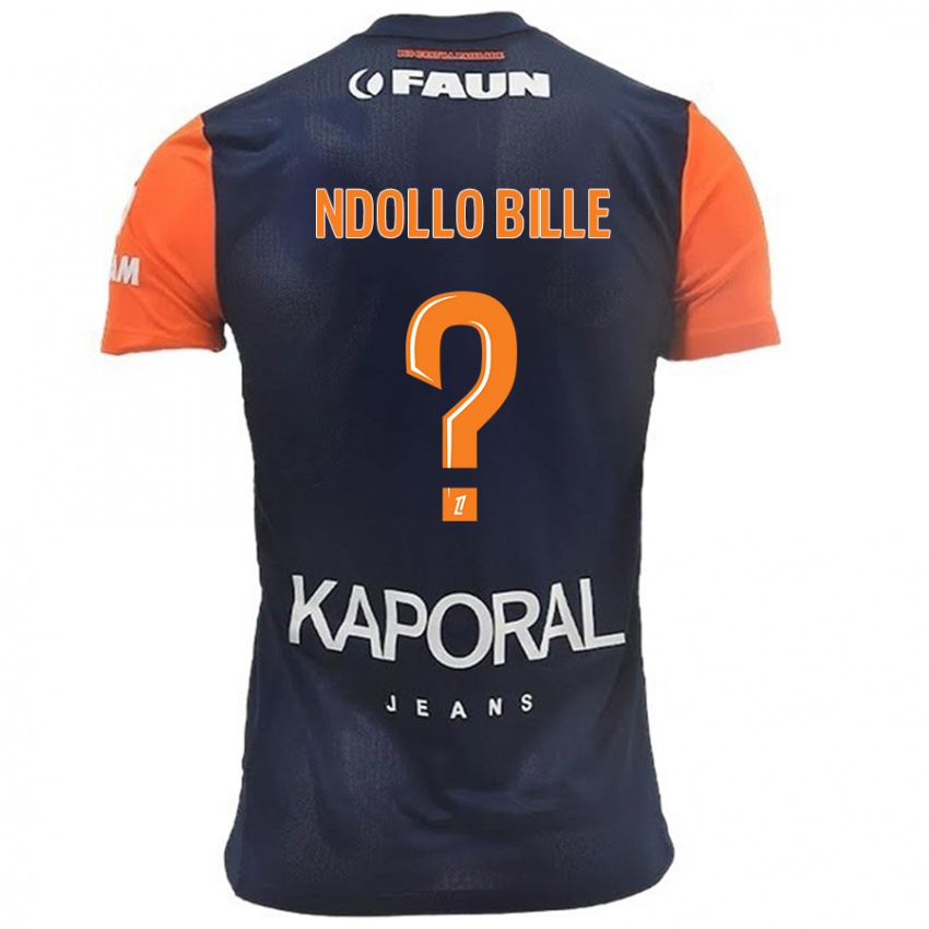 Criança Camisola Wilfried Ndollo Bille #0 Laranja Azul Marinho Principal 2024/25 Camisa