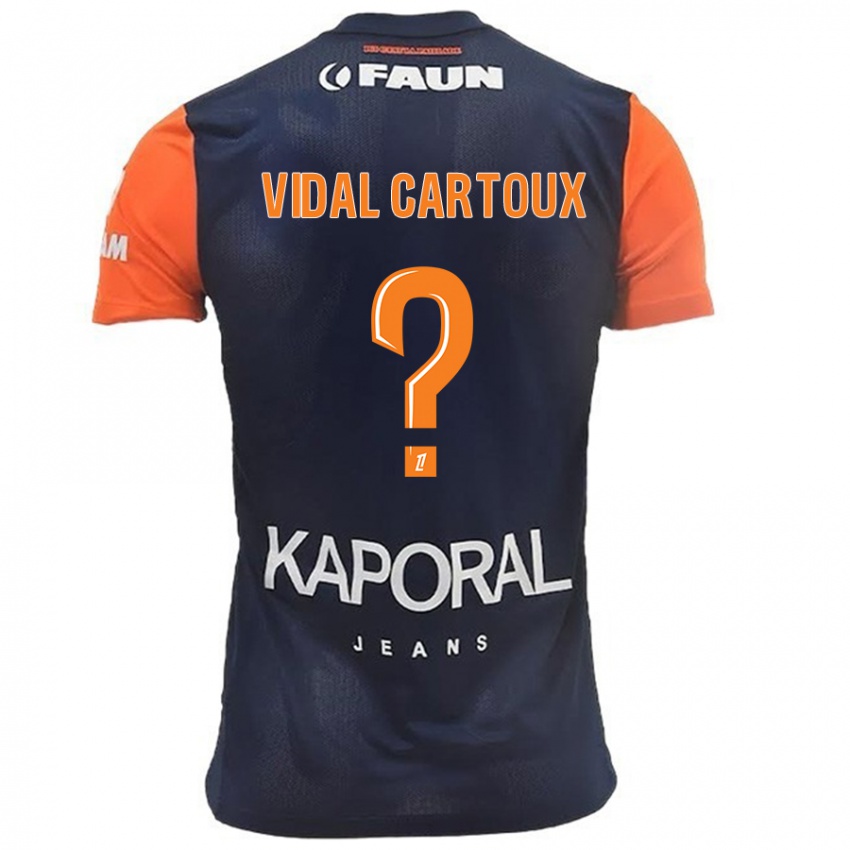 Criança Camisola Noah Vidal Cartoux #0 Laranja Azul Marinho Principal 2024/25 Camisa