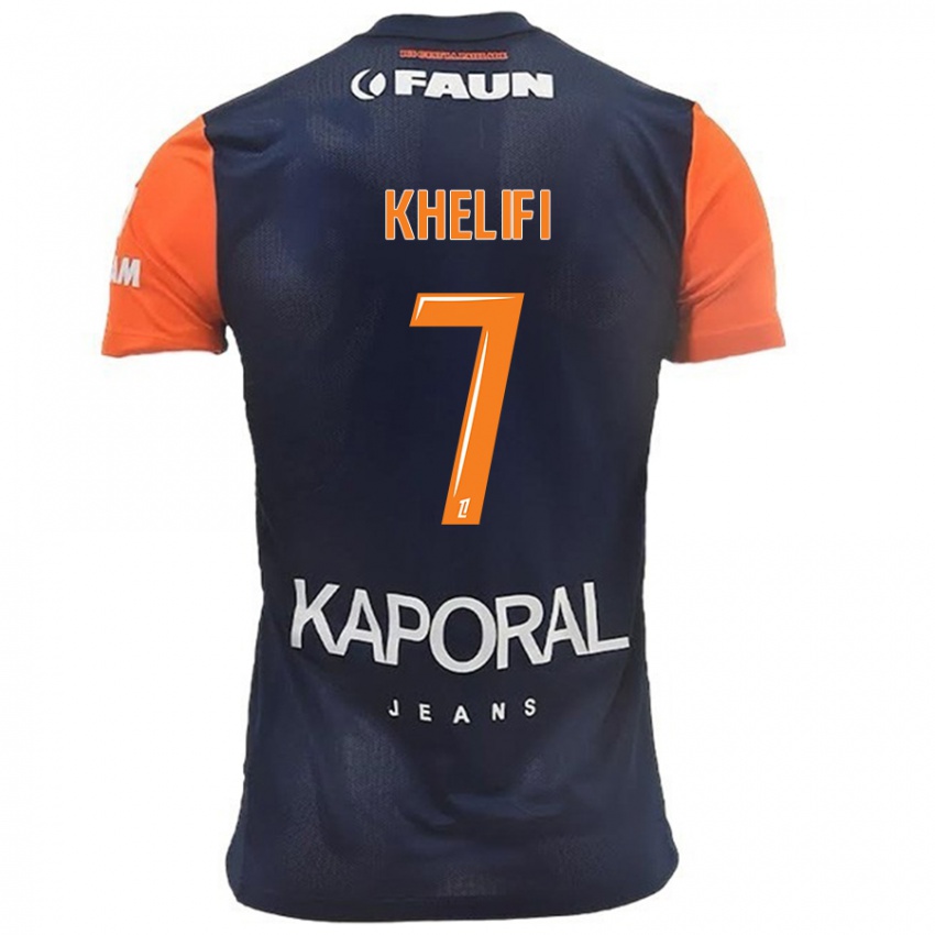 Criança Camisola Léa Khelifi #7 Laranja Azul Marinho Principal 2024/25 Camisa