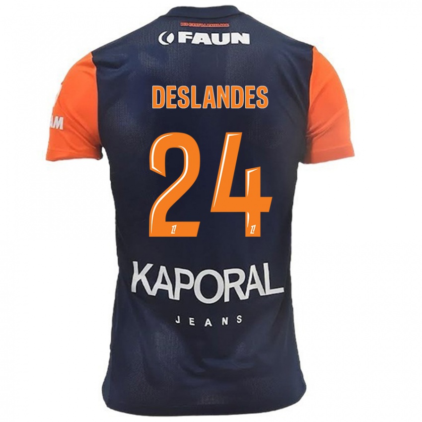 Criança Camisola Océane Deslandes #24 Laranja Azul Marinho Principal 2024/25 Camisa