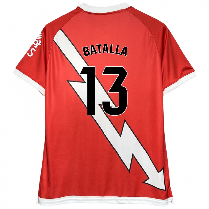 Criança Camisola Augusto Batalla #13 Vermelho Branco Principal 2024/25 Camisa