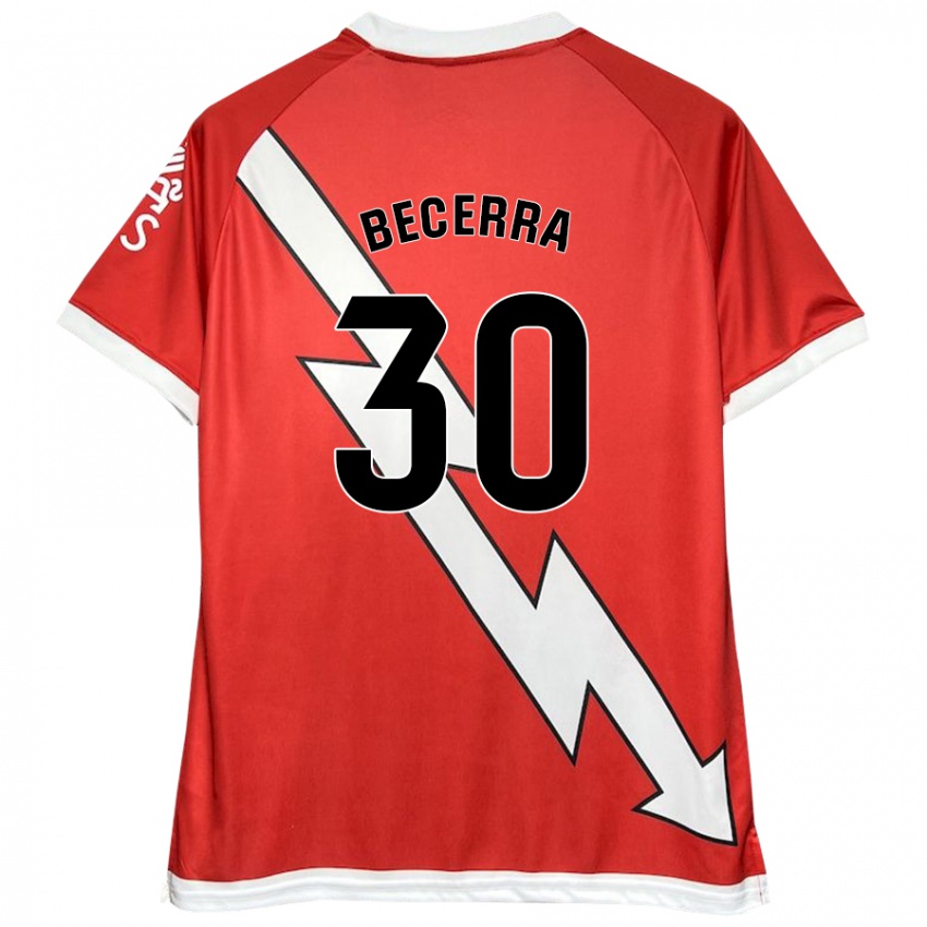 Criança Camisola Samuel Becerra #30 Vermelho Branco Principal 2024/25 Camisa