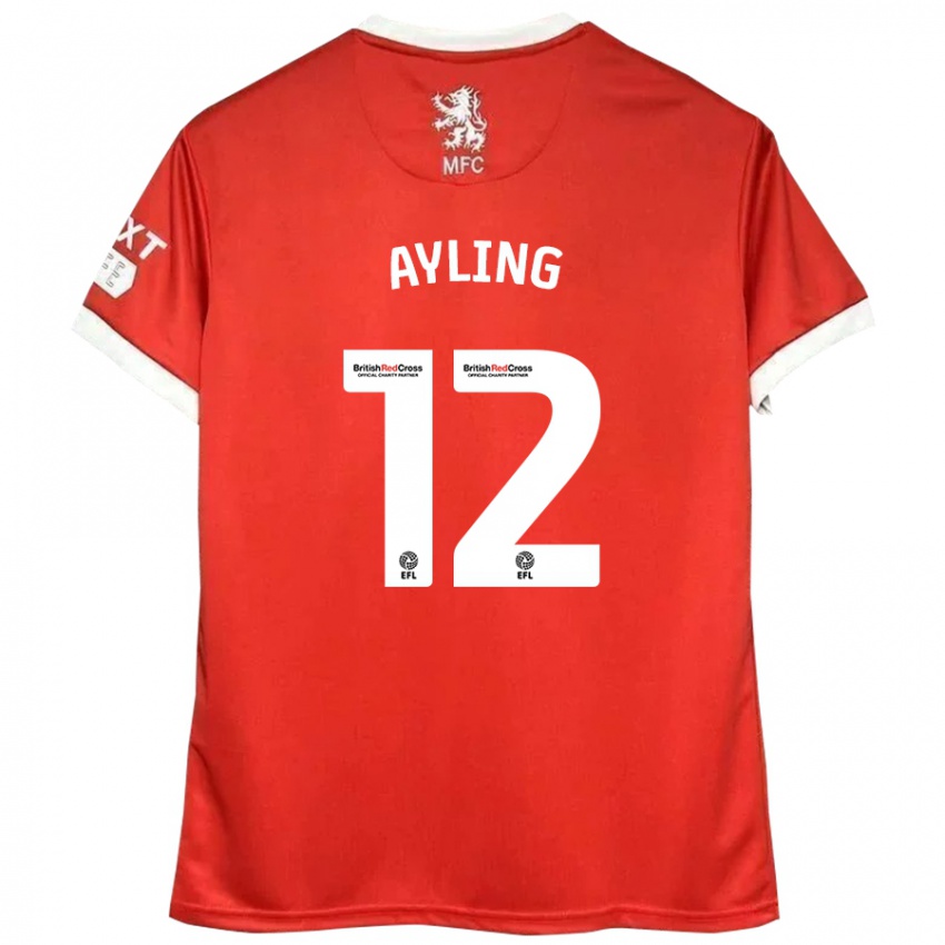 Criança Camisola Luke Ayling #12 Vermelho Branco Principal 2024/25 Camisa