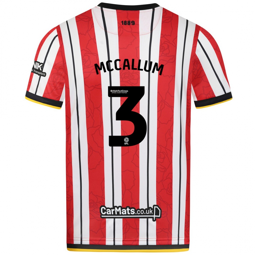 Criança Camisola Sam Mccallum #3 Listras Brancas Vermelhas Principal 2024/25 Camisa