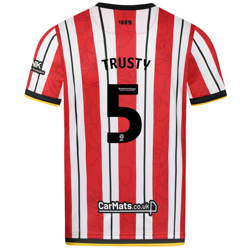 Criança Camisola Auston Trusty #5 Listras Brancas Vermelhas Principal 2024/25 Camisa