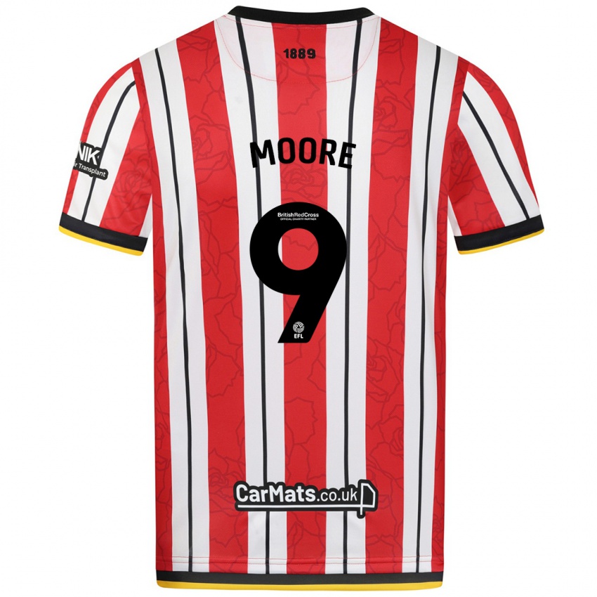 Criança Camisola Kieffer Moore #9 Listras Brancas Vermelhas Principal 2024/25 Camisa