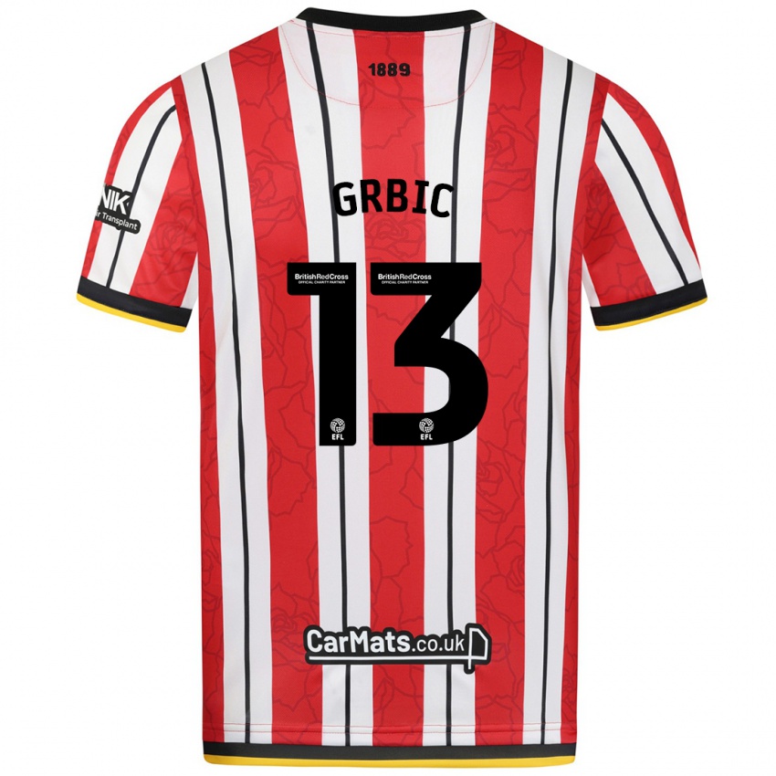 Criança Camisola Ivo Grbic #13 Listras Brancas Vermelhas Principal 2024/25 Camisa