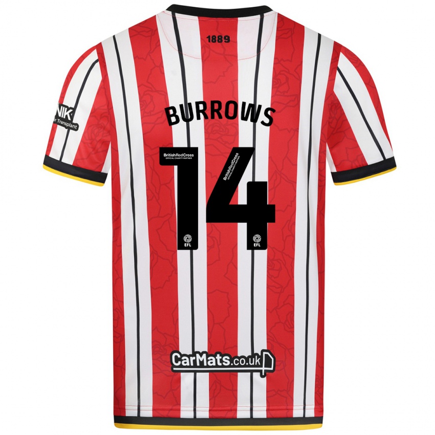 Criança Camisola Harrison Burrows #14 Listras Brancas Vermelhas Principal 2024/25 Camisa