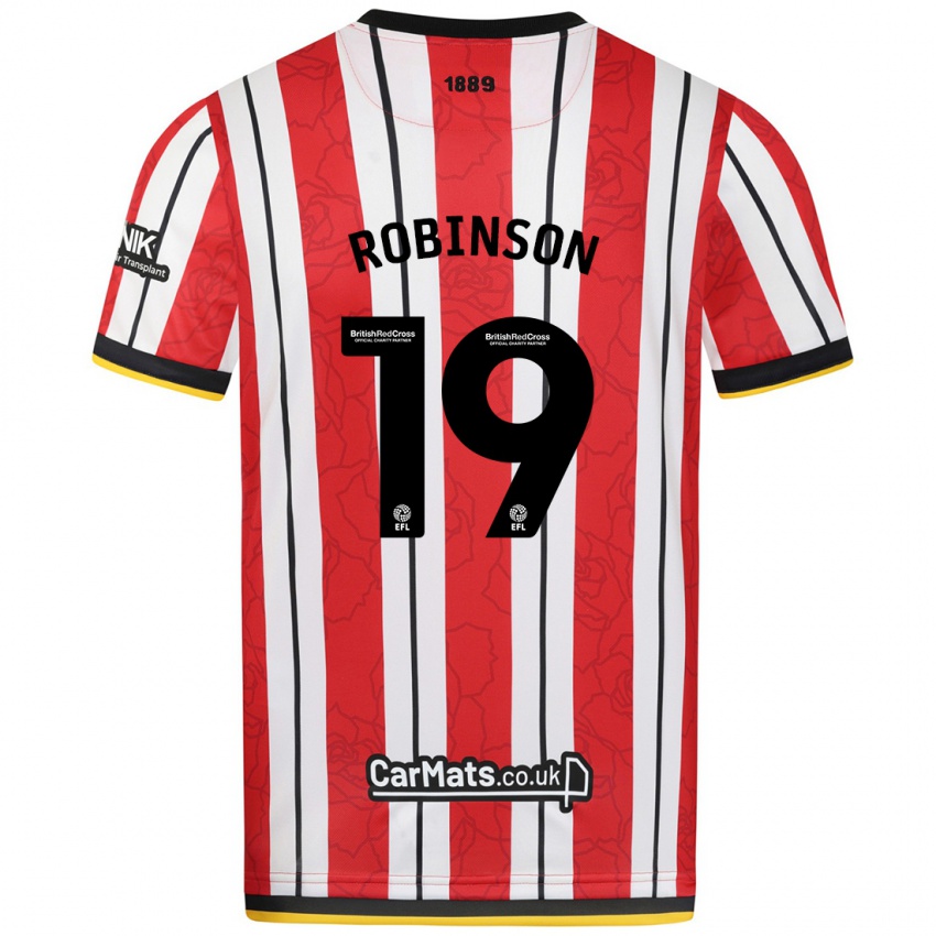 Criança Camisola Jack Robinson #19 Listras Brancas Vermelhas Principal 2024/25 Camisa