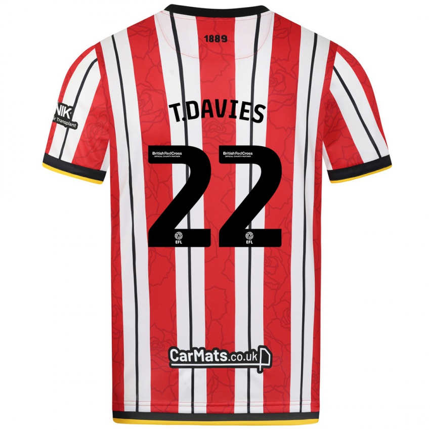 Criança Camisola Tom Davies #22 Listras Brancas Vermelhas Principal 2024/25 Camisa