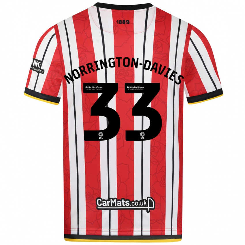 Criança Camisola Rhys Norrington-Davies #33 Listras Brancas Vermelhas Principal 2024/25 Camisa