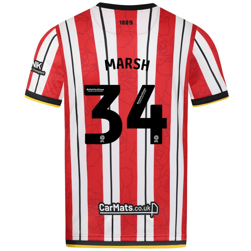 Criança Camisola Louie Marsh #34 Listras Brancas Vermelhas Principal 2024/25 Camisa