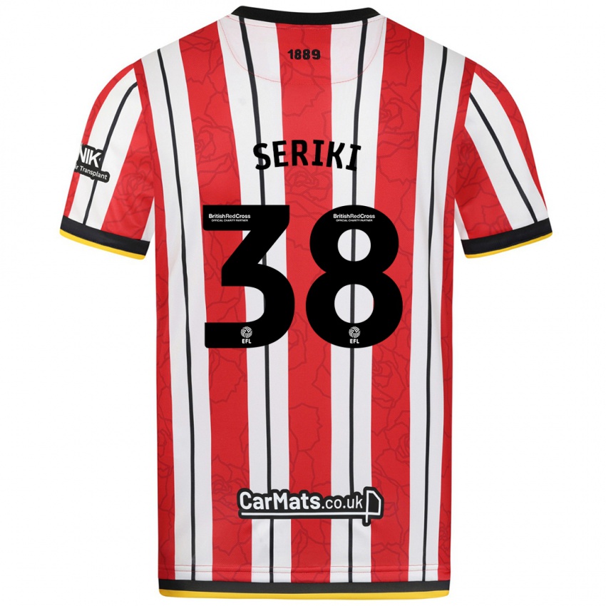 Criança Camisola Femi Seriki #38 Listras Brancas Vermelhas Principal 2024/25 Camisa