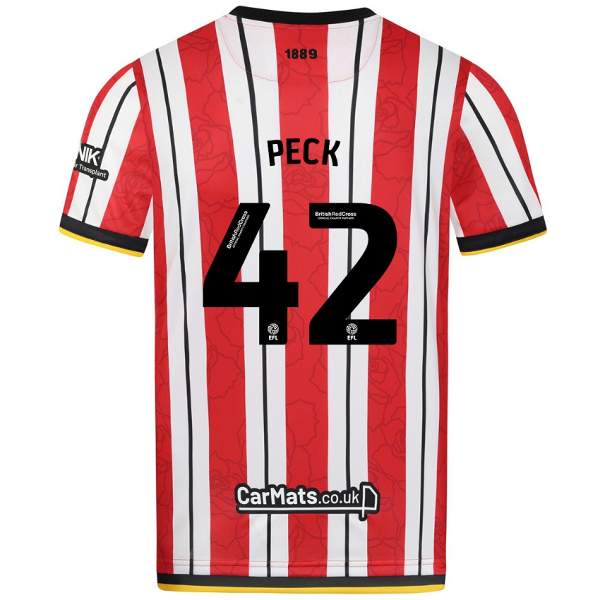 Criança Camisola Sydie Peck #42 Listras Brancas Vermelhas Principal 2024/25 Camisa