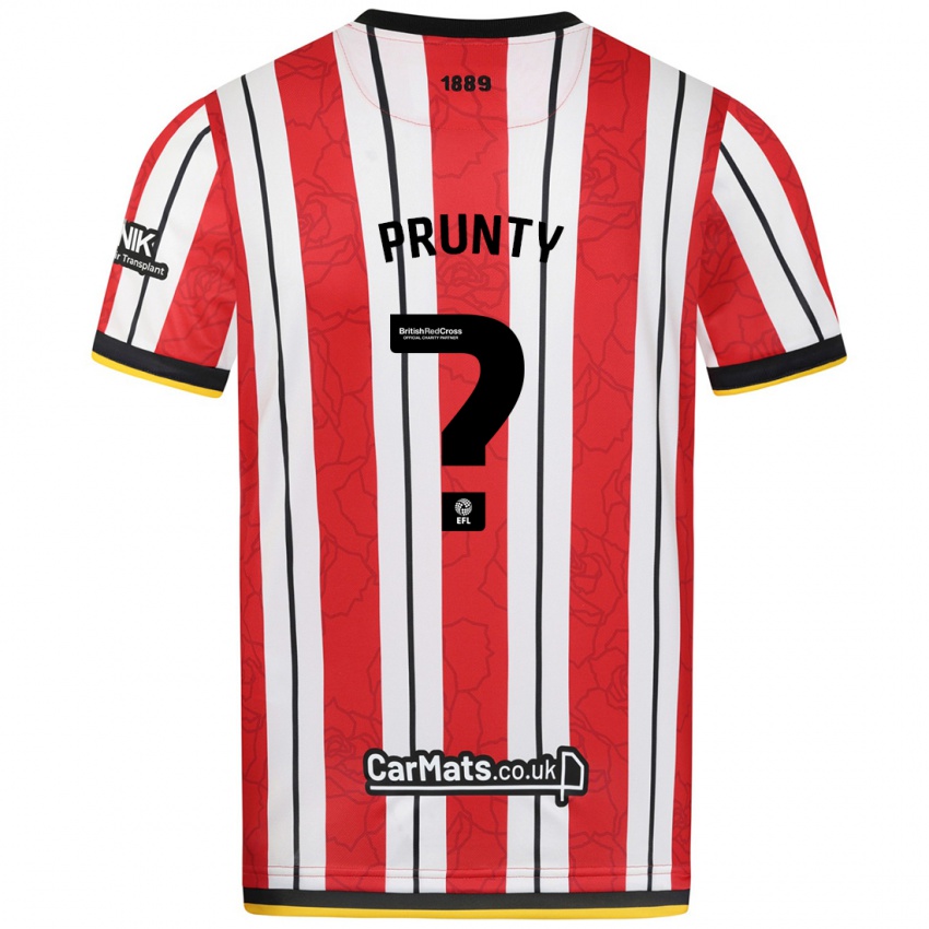 Criança Camisola Jayden Prunty #0 Listras Brancas Vermelhas Principal 2024/25 Camisa