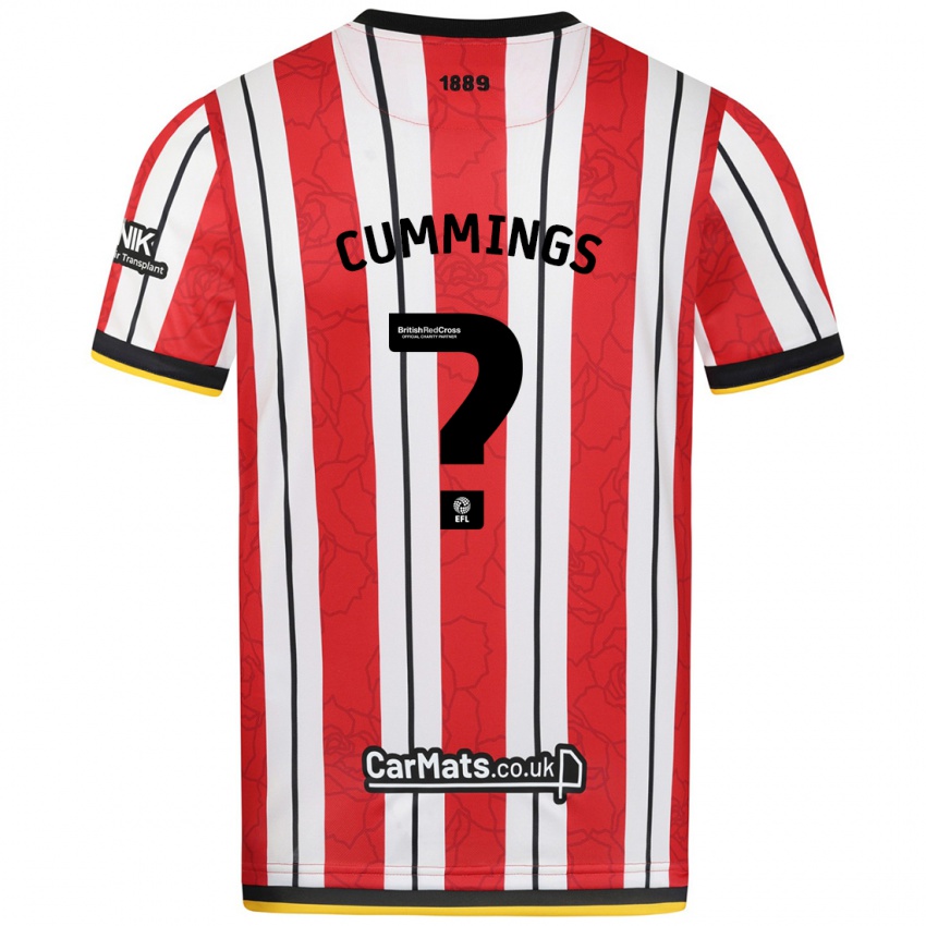 Criança Camisola Ethan Cummings #0 Listras Brancas Vermelhas Principal 2024/25 Camisa