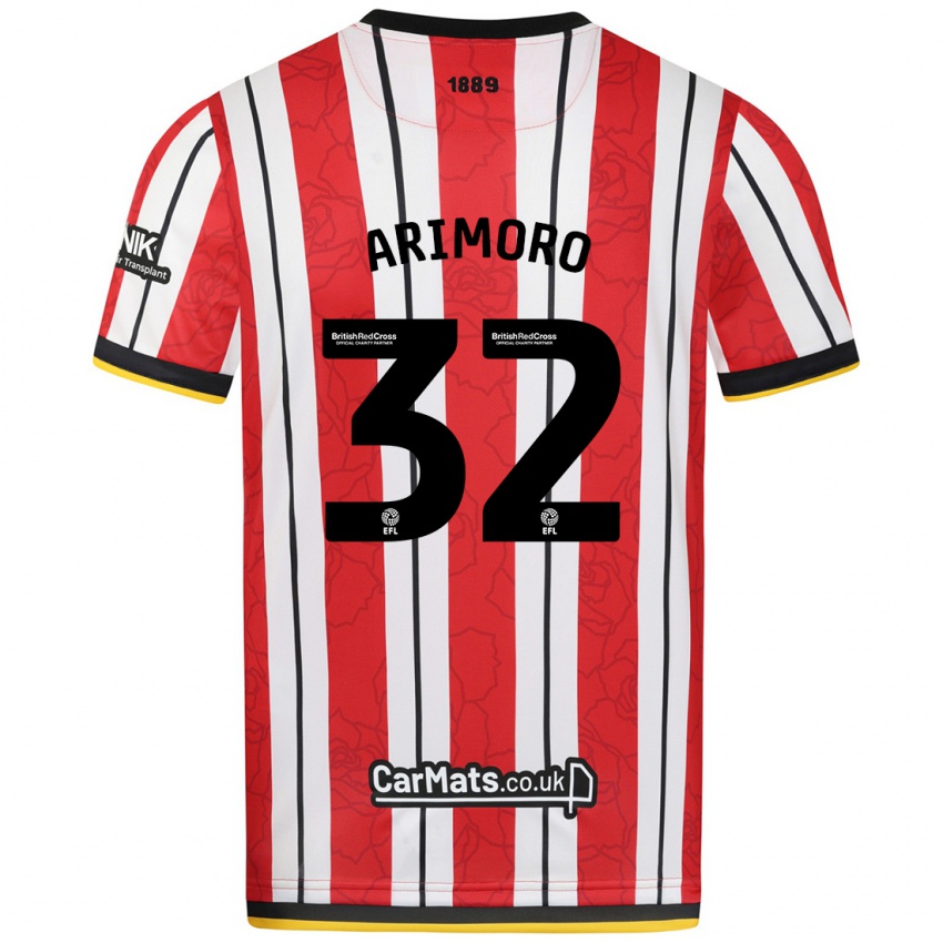 Criança Camisola Juliet Khinde Adebowale-Arimoro #32 Listras Brancas Vermelhas Principal 2024/25 Camisa