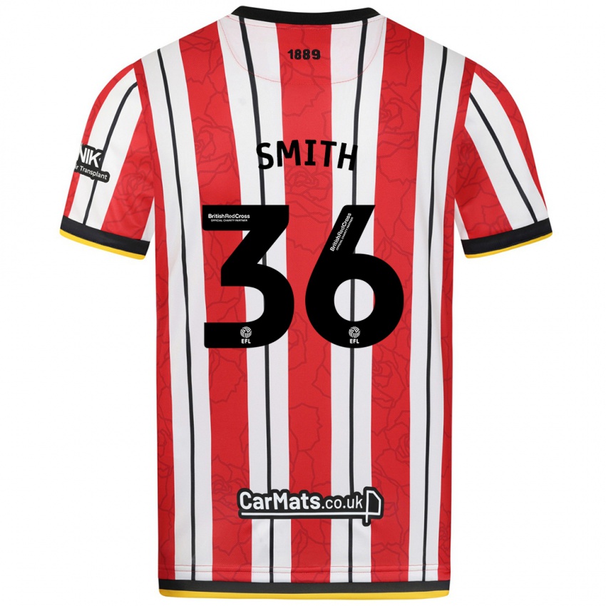 Criança Camisola Joshua Smith #36 Listras Brancas Vermelhas Principal 2024/25 Camisa