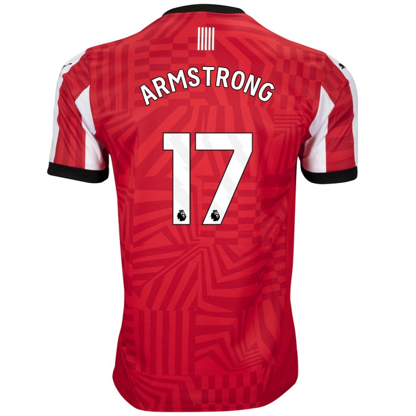 Criança Camisola Stuart Armstrong #17 Vermelho Branco Principal 2024/25 Camisa