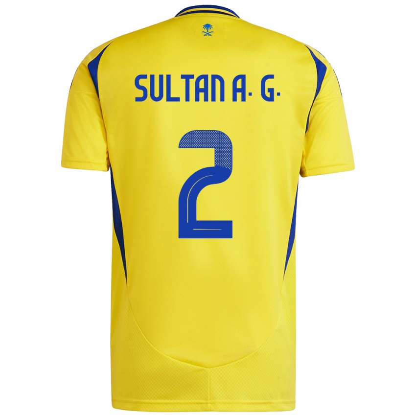 Criança Camisola Sultan Al-Ghannam #2 Azul Amarelo Principal 2024/25 Camisa