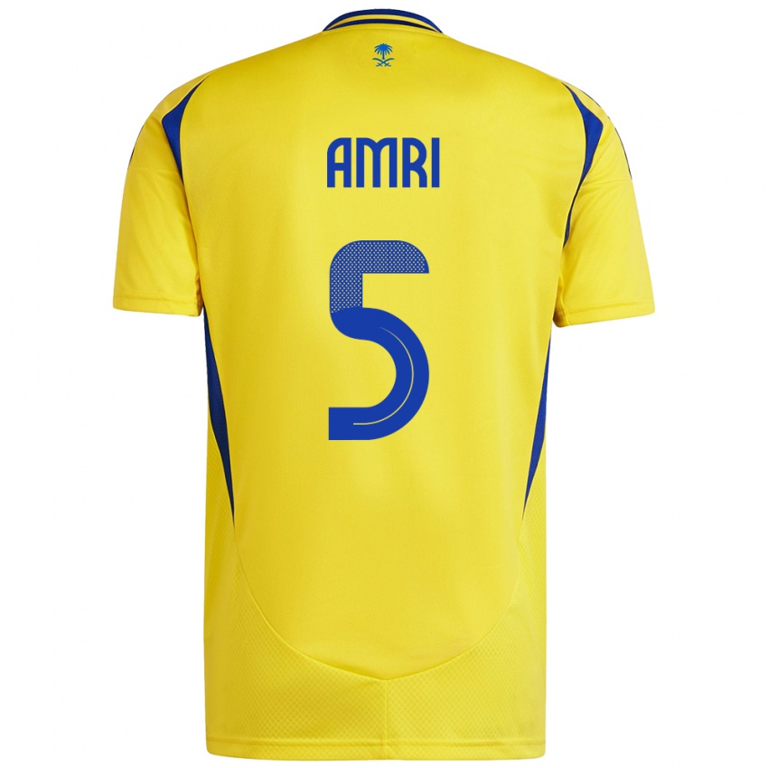 Criança Camisola Abdulelah Al-Amri #5 Azul Amarelo Principal 2024/25 Camisa