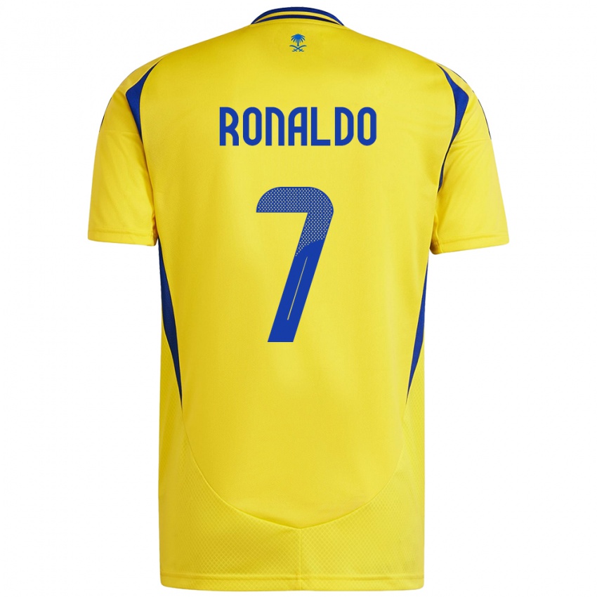 Criança Camisola Cristiano Ronaldo #7 Azul Amarelo Principal 2024/25 Camisa