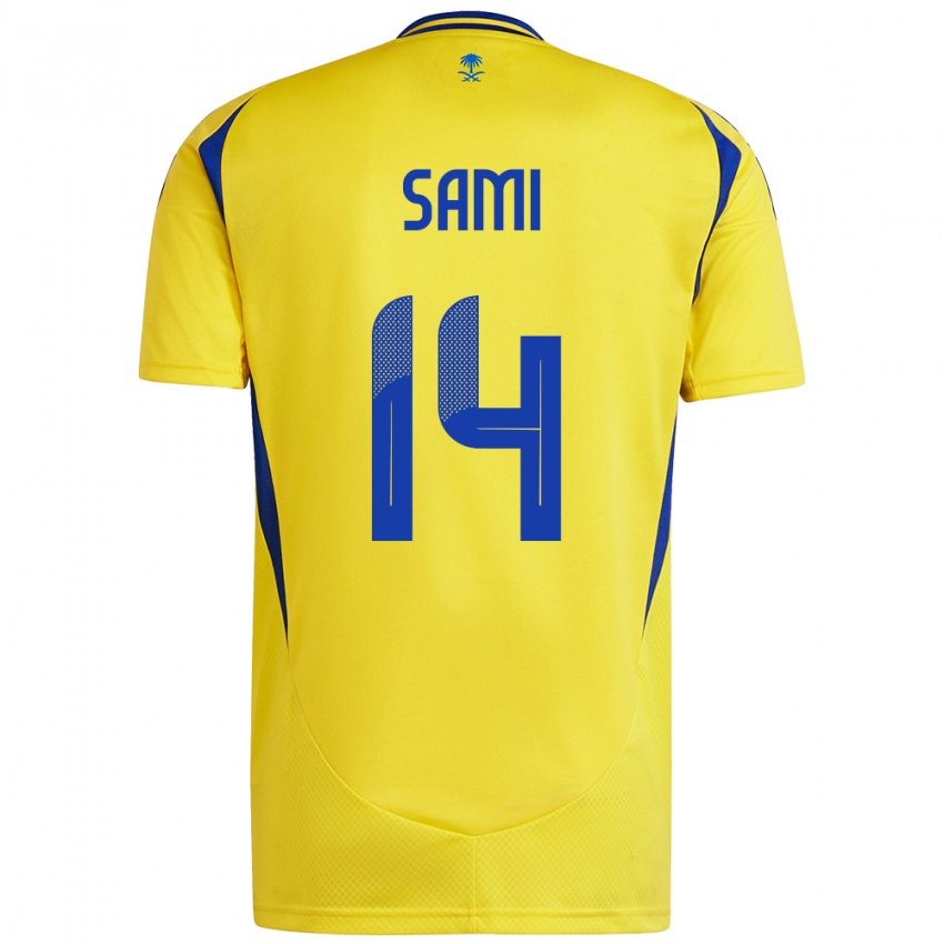 Criança Camisola Sami Al-Najei #14 Azul Amarelo Principal 2024/25 Camisa