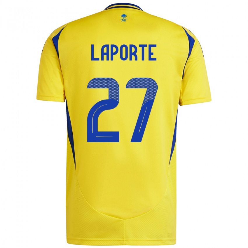 Criança Camisola Aymeric Laporte #27 Azul Amarelo Principal 2024/25 Camisa