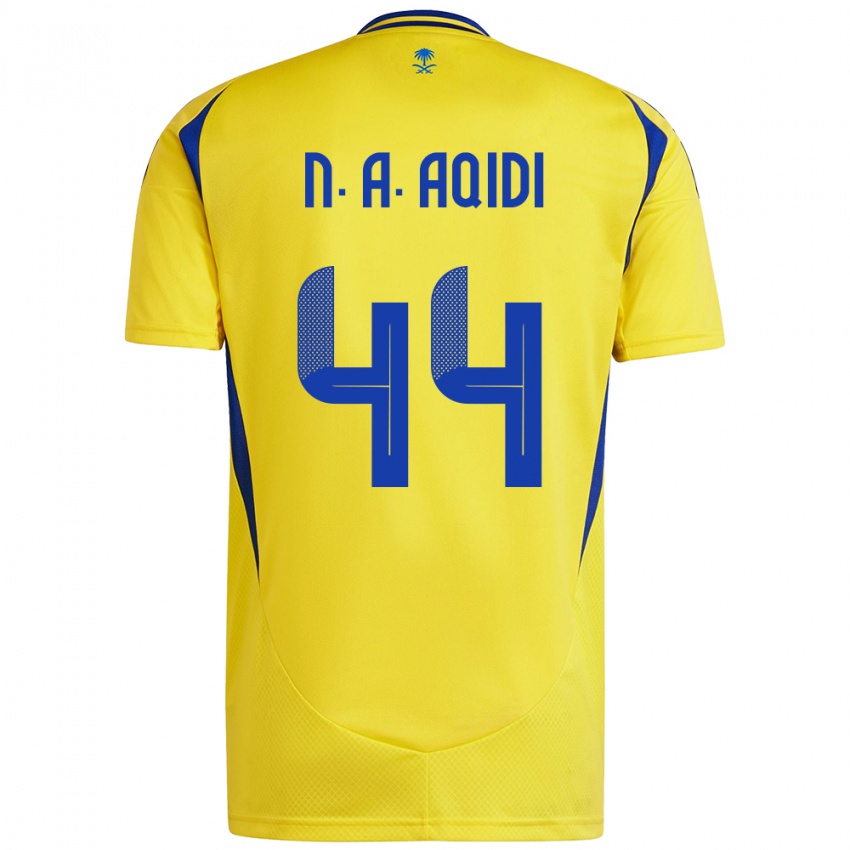 Criança Camisola Nawaf Al-Aqidi #44 Azul Amarelo Principal 2024/25 Camisa