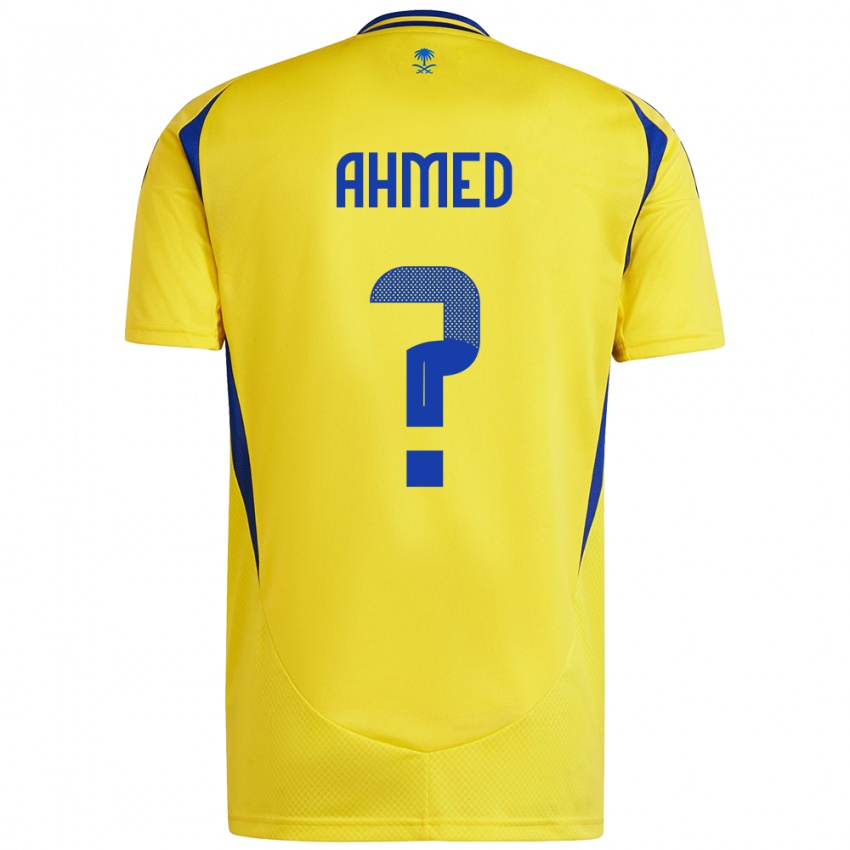 Criança Camisola Al Anood Ahmed #0 Azul Amarelo Principal 2024/25 Camisa