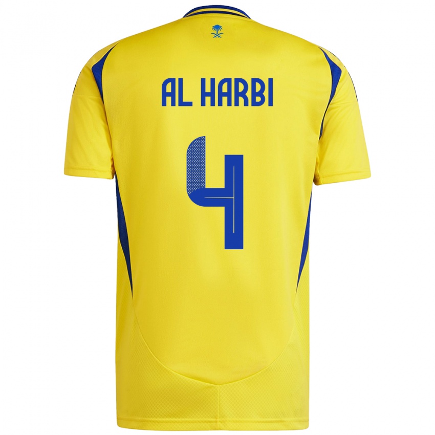 Criança Camisola Fay Al-Harbi #4 Azul Amarelo Principal 2024/25 Camisa