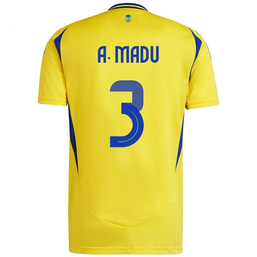 Criança Camisola Abdullah Madu #3 Azul Amarelo Principal 2024/25 Camisa