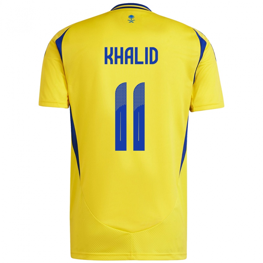 Criança Camisola Khalid Al-Ghannam #11 Azul Amarelo Principal 2024/25 Camisa