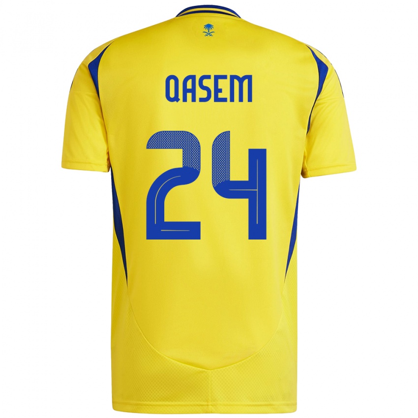 Criança Camisola Mohammed Qasem #24 Azul Amarelo Principal 2024/25 Camisa