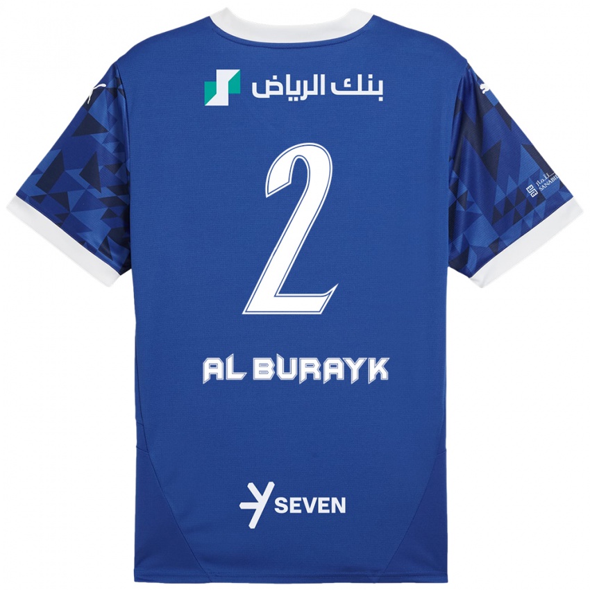 Criança Camisola Mohammed Al-Burayk #2 Azul Escuro Branco Principal 2024/25 Camisa