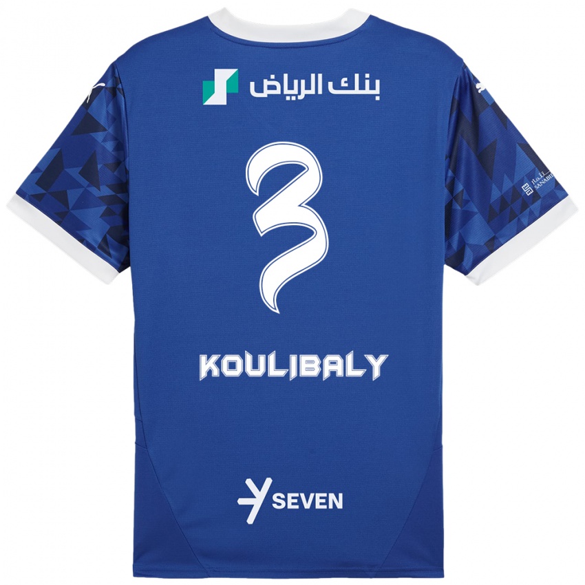 Criança Camisola Kalidou Koulibaly #3 Azul Escuro Branco Principal 2024/25 Camisa