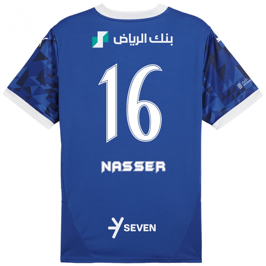 Criança Camisola Nasser Al-Dawsari #16 Azul Escuro Branco Principal 2024/25 Camisa