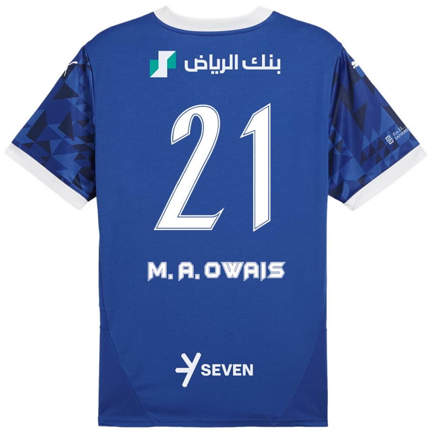 Criança Camisola Mohammed Al-Owais #21 Azul Escuro Branco Principal 2024/25 Camisa