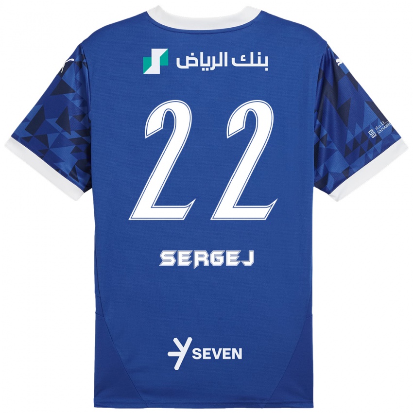 Criança Camisola Sergej Milinkovic-Savic #22 Azul Escuro Branco Principal 2024/25 Camisa