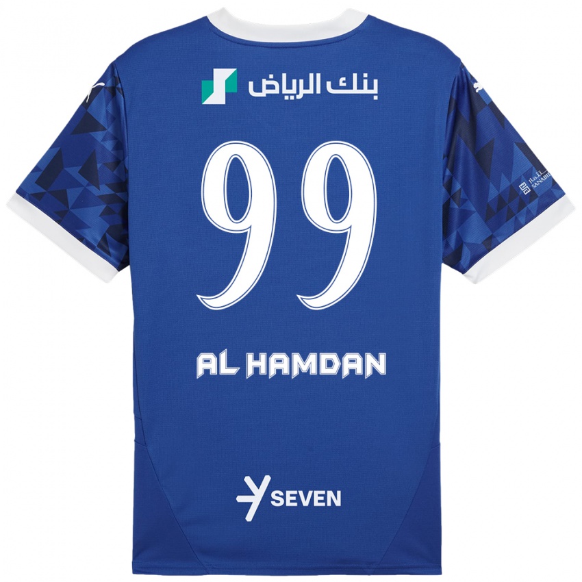 Criança Camisola Abdullah Al-Hamdan #99 Azul Escuro Branco Principal 2024/25 Camisa