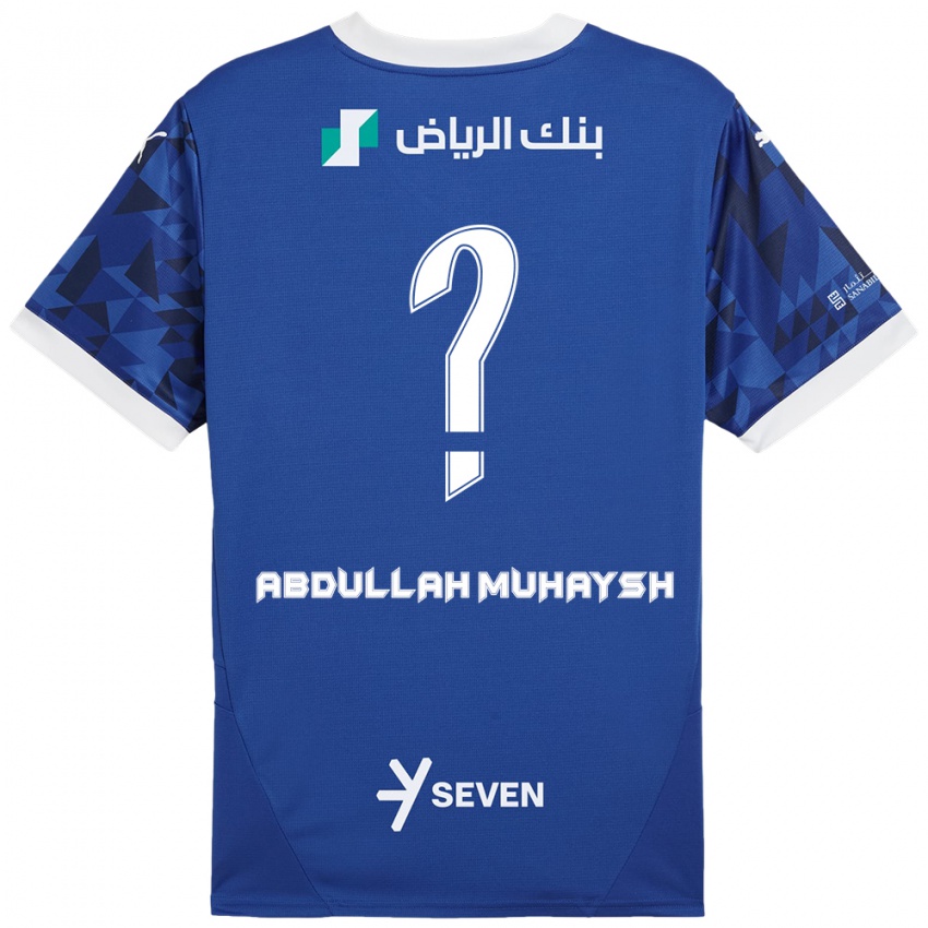 Criança Camisola Mohammed Abdullah Muhaysh #0 Azul Escuro Branco Principal 2024/25 Camisa