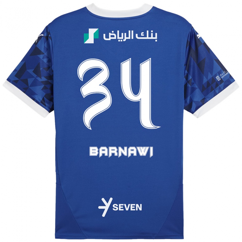 Criança Camisola Saleh Barnawi #34 Azul Escuro Branco Principal 2024/25 Camisa