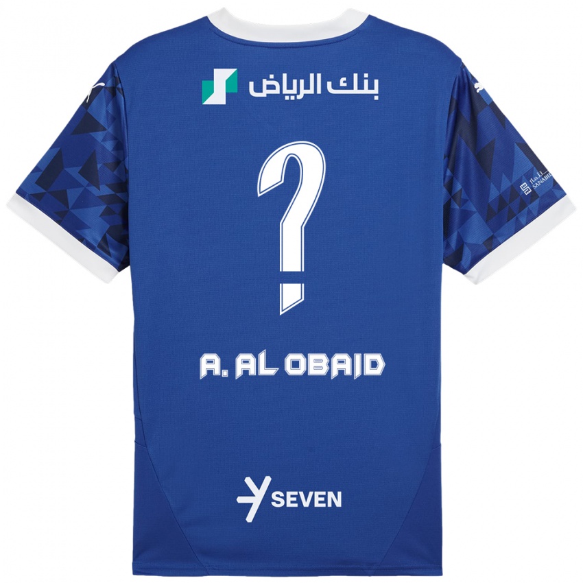 Criança Camisola Abdulrahman Al-Obaid #0 Azul Escuro Branco Principal 2024/25 Camisa