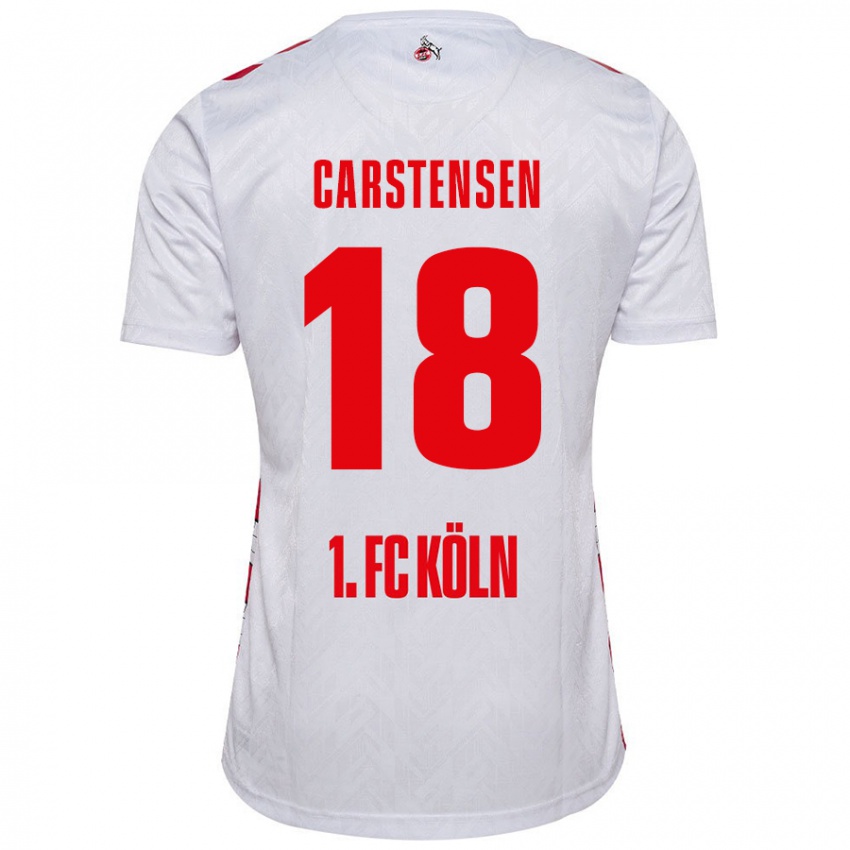 Criança Camisola Rasmus Carstensen #18 Vermelho Branco Principal 2024/25 Camisa