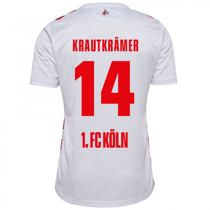 Criança Camisola Jakob Krautkrämer #14 Vermelho Branco Principal 2024/25 Camisa